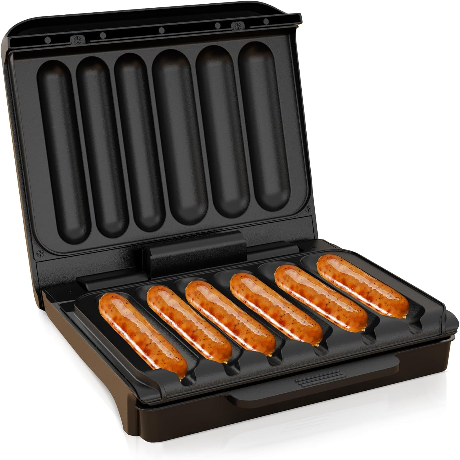 Hot Dogs Machine, Electric Grill with Oil Drip Tray, and Cord Storage, Ideal for Veggie Sausages, BBQ or Sausage, Nonstick Plate for Easy Clean image number 1