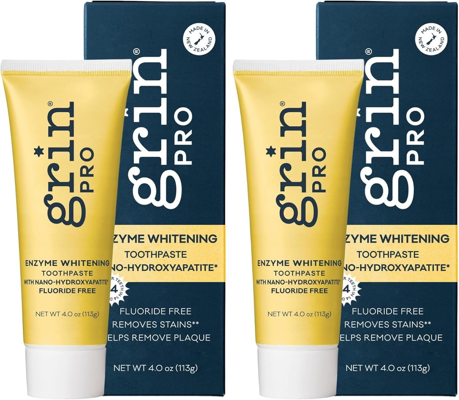 Grin Pro Enzyme Whitening with Nano Hydroxyapatite Toothpaste, Fluoride Free, Reduce Plaque Biofilms, Promoting Cleaner, Whiter Teeth, 113G Natural Ingredients New Zealand Manufactured (Pack of 2) image number 3