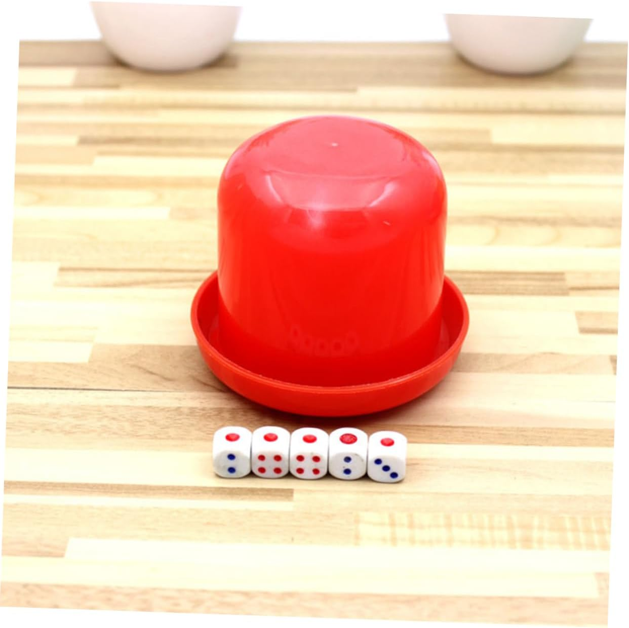 Dice Cup Set with Tray and Lid - 5 Plastic Dices for Bar Party Game, Gambling, Drinking Board Game (Random Color) image number 3