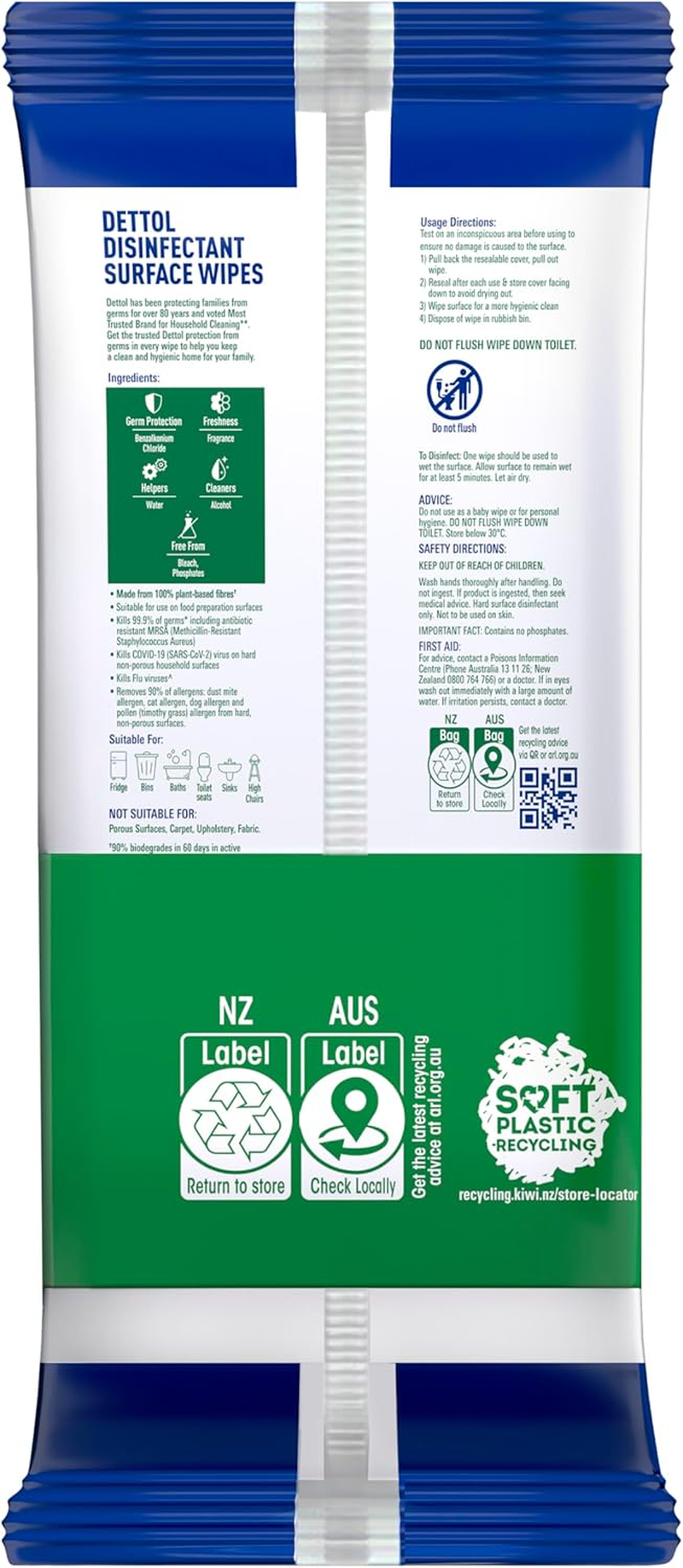 Dettol Multipurpose Disinfectant Wipes Fresh 600'S (300'S X 2) image number 1