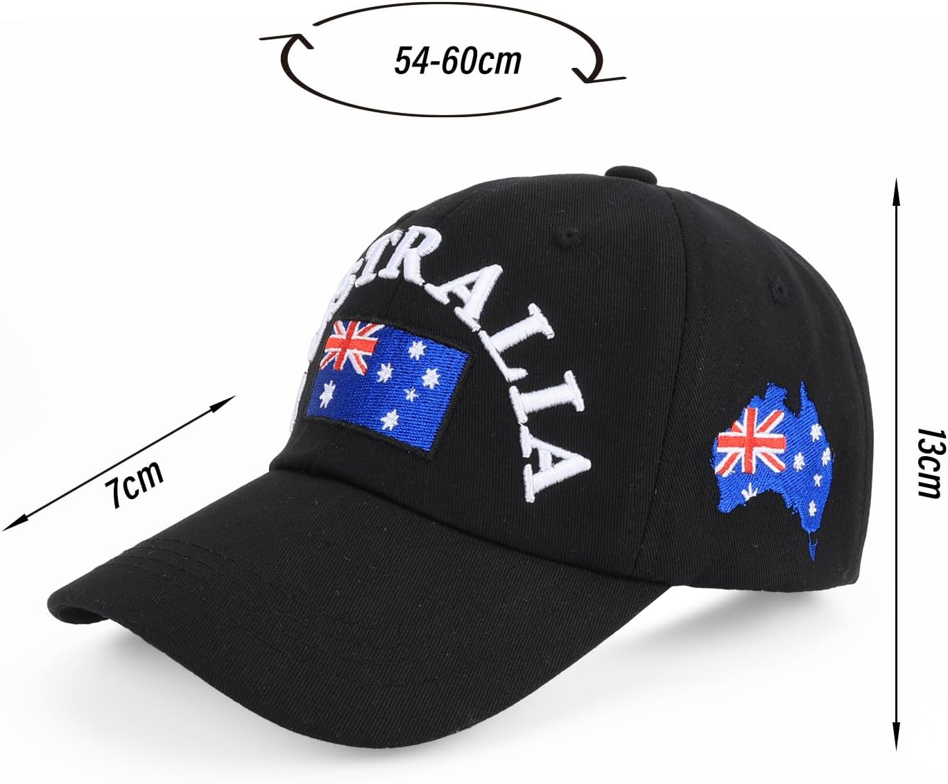 Fiohiros Australia Day Cap, Comfortable and Breathable Australia Day Hat, Summer Sun Hat, Outdoor Sports, Travel Hat, Perfect for Celebrating Australia Day Black image number 5