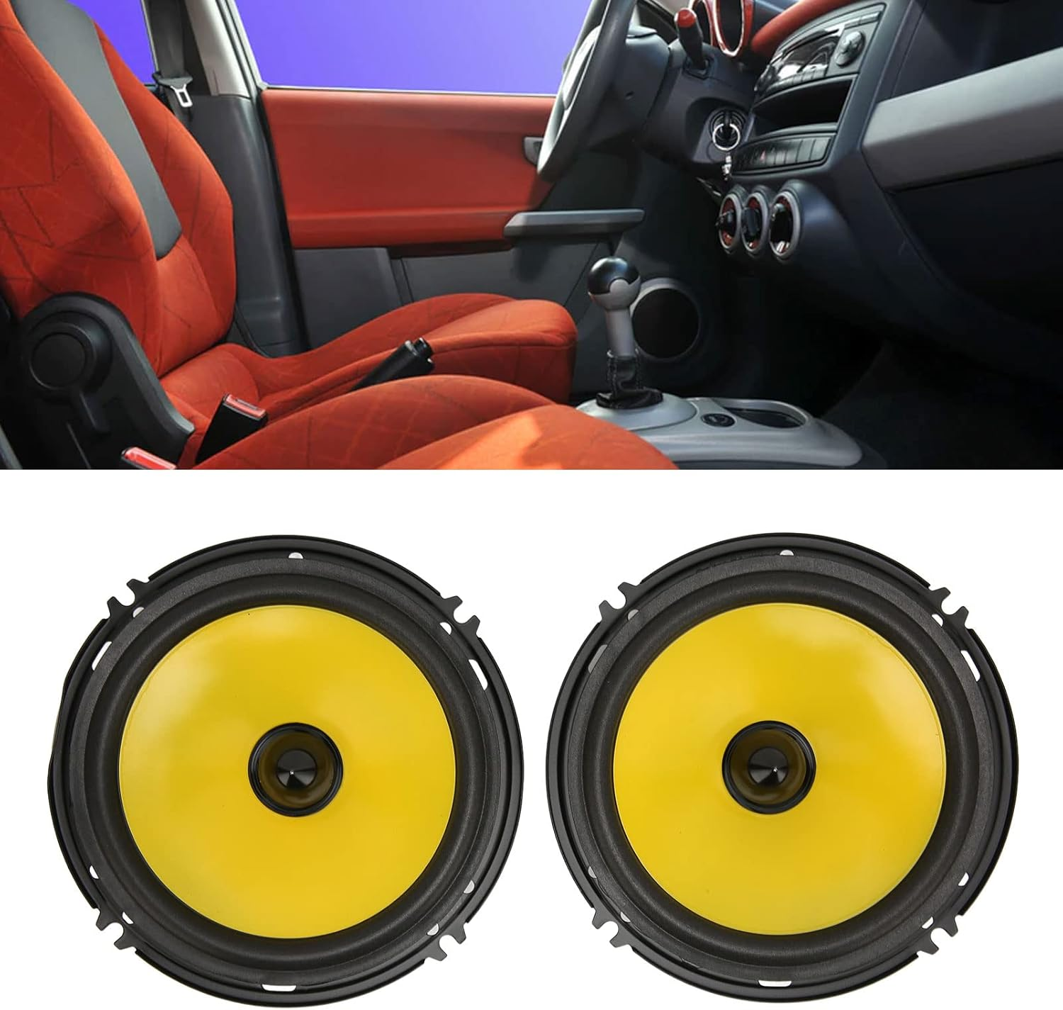 Premium Sound Quality Car Speakers, 600W High Power, Reduced Distortion 6 Inch Coaxial Stereo Speaker System with Design image number 2