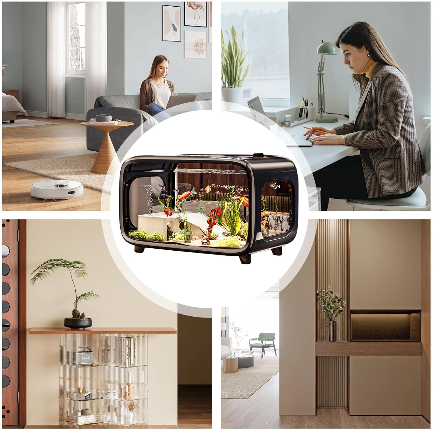 Aquarium Tank - Fish Bowl Landscape Aquarium - Acrylic Pet Care Aquatic Animals Container Bowl for Betta Shrimp Turtle Aquatic Planting Landscape Display