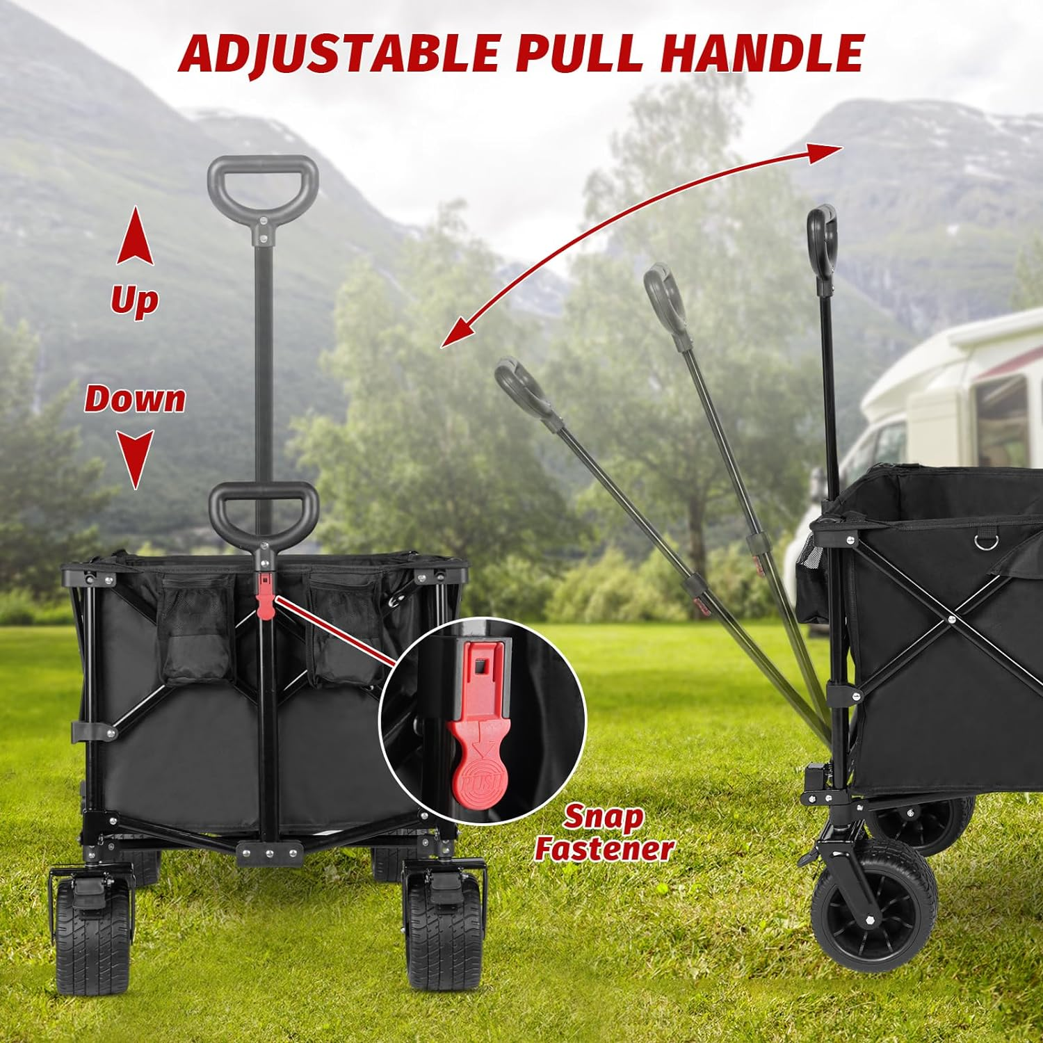 Advwin 200L Folding Wagon Cart, Camping Trolley Cart Heavy Duty Utility Outdoor Garden Folding Cart,150Kg for Camping Garden Outdoor Sports image number 3