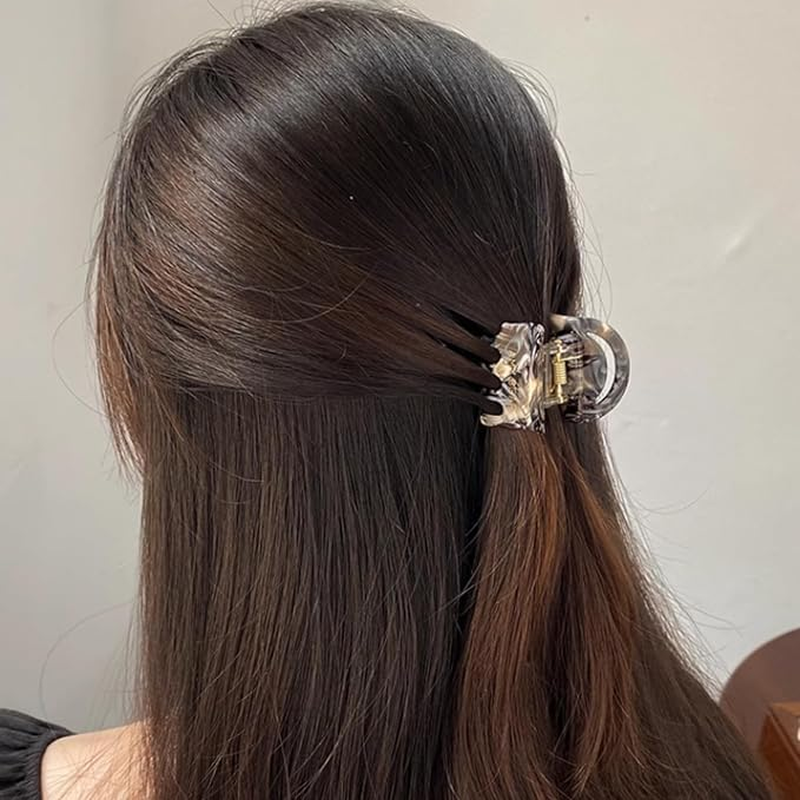 Jiaozoum Hair Claw Clips, 3Pcs Handmade Durable Non-Slip Clips for Women and Girls with Medium Thick and Thin Hair, Stylish Lightweight Barrettes (Gray,Brown,Black) image number 2