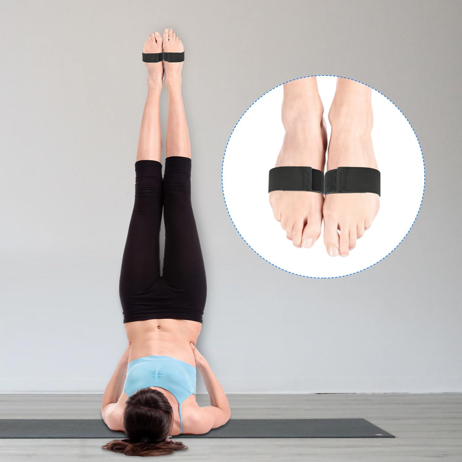 PEUTIER 2 Pairs Sticky Toes for Gymnastics, Ankle Straps Tumbling Trainer Stretch Back Handspring Trainer Gymnastics Cheerleading Dance Equipment for Girls Boys Adults Beginners Practice, Black image number 3