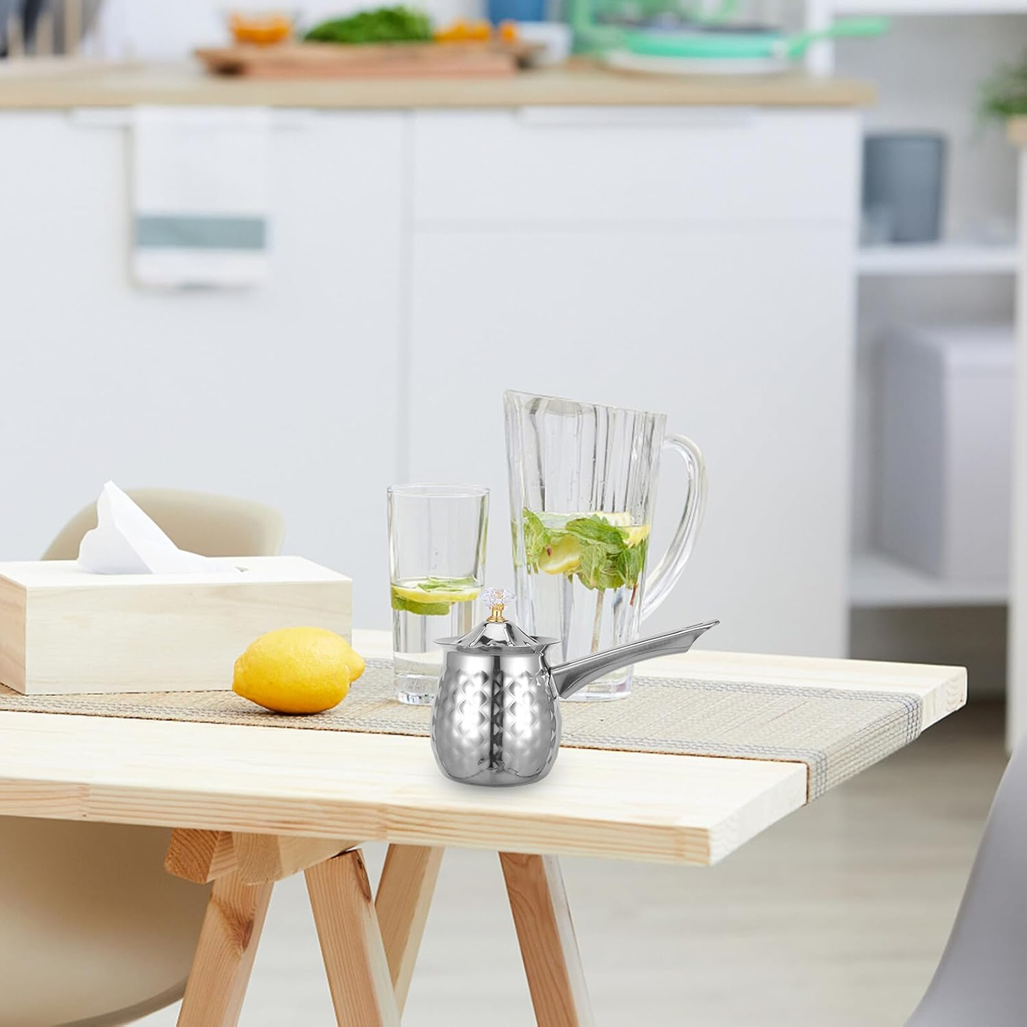 ABOOFAN Stainless Steel Milk Pitcher Household Steaming Pitcher with Ergonomic Handle for Espresso Latte Art Cappuccino Frothing Clean Milk Frothing Cup for Coffee Brewing Random Color image number 6