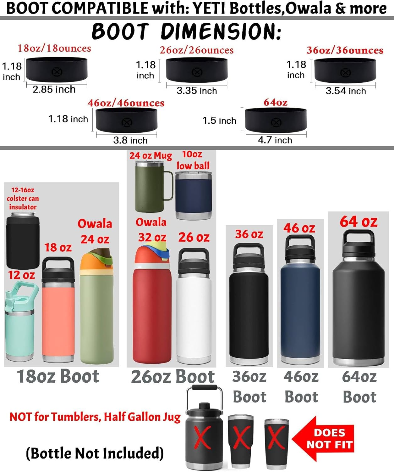 One Missionx Protective Silicone Boot Sleeve Compatible with YETI 36Oz 26Oz 18Oz 12Oz Water Bottles, Anti-Slip Bottom Cover, BPA Free (Clear White, Fits 46 Oz Bottle) image number 6