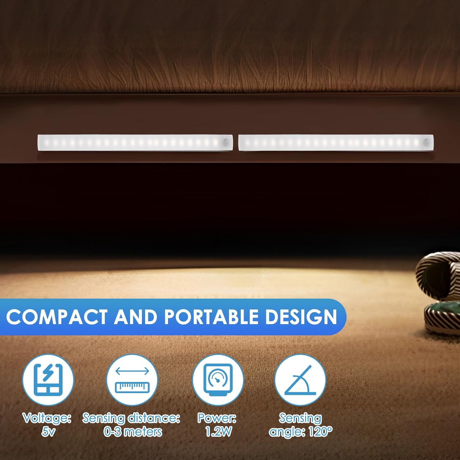 3Pcs Motion Activated RV Step Lights, RV Step Lights Motion Activated LED Travel Trailer Steps Light 42LED Rechargeable LED Light Strips RV Magnetic Motion Sensor Light Bar image number 2