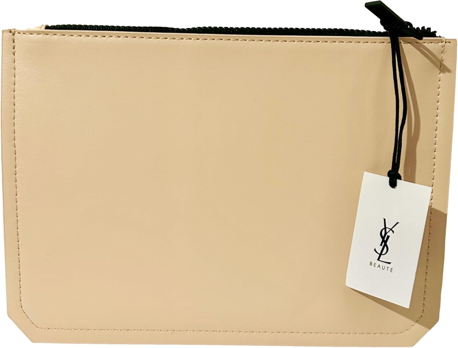 Yves Saint Laurent YSL Cosmetic Cream FLAT Leather Pouch Makeup Bag YSL Fragrance Bag (8.25L X 6.25H X 0.25W) - SMALL image number 2