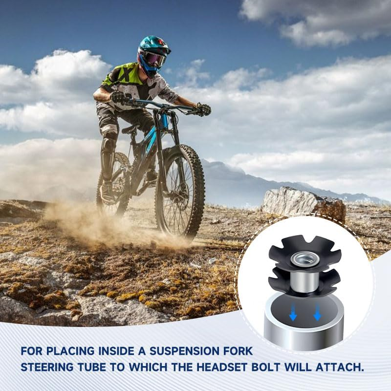 2 Pcs Bicycle Star Nut, 28.6Mm Bike Headset Fork Nut for 1-1/8 Inch Steering Tube, Aheadset Stem and Fork Maintenance image number 1