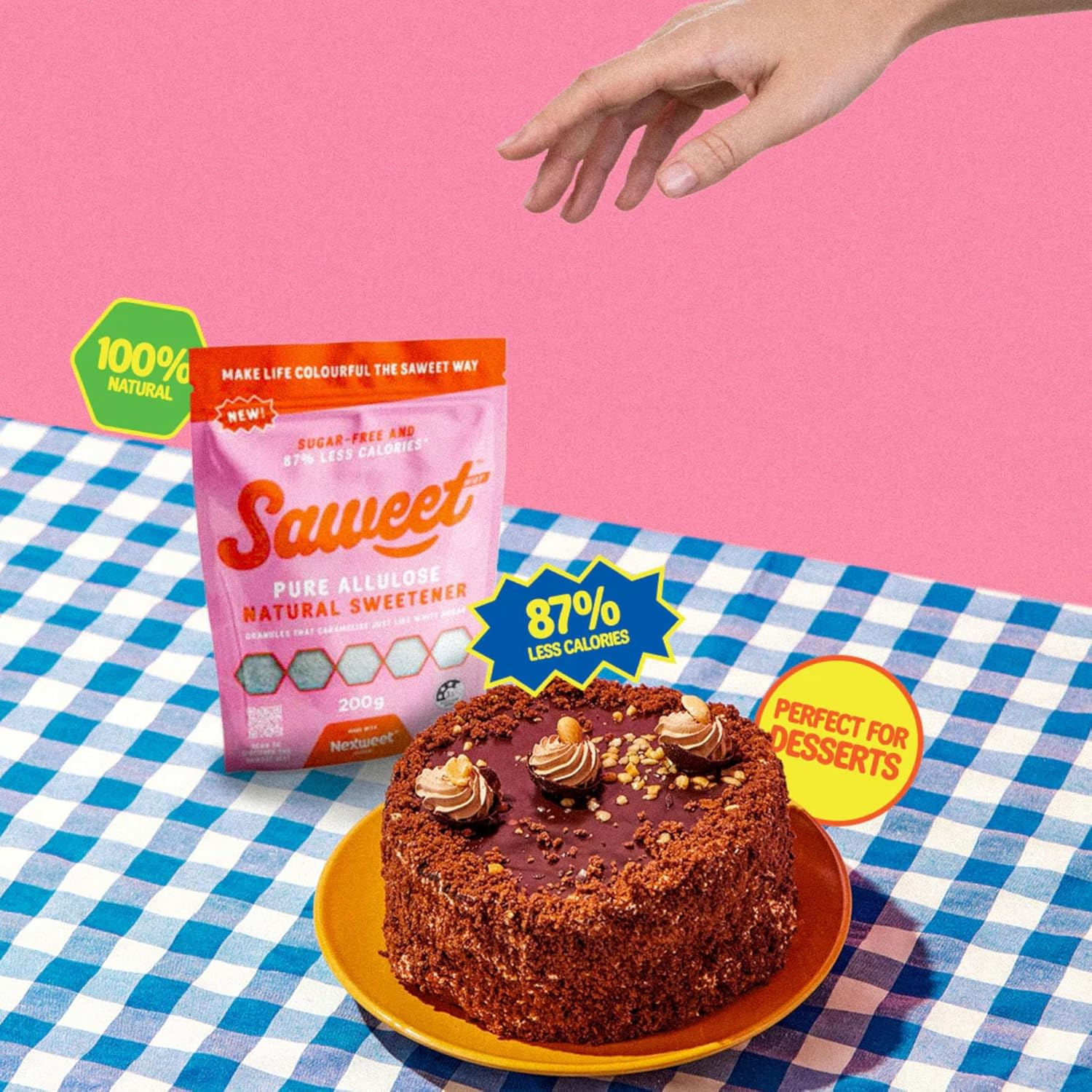 Saweetway Pure Allulose Sweetener | 1 X 200G Pack | Low Calorie Sugar Substitute | Keto & Diabetic Friendly | Vegan, Gluten Free, No Aftertaste | 87% Less Calories image number 3