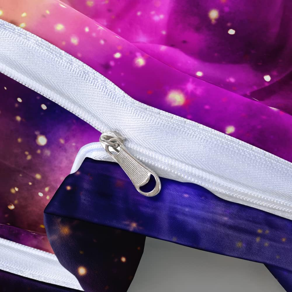 Holiyjog Galaxy Duvet Cover Space Bedding Set Full Size for Teen Kids, for Boys and Girls Purple Bed Set Printed with 1 Comforter Cover and 2 Pillowcases image number 5