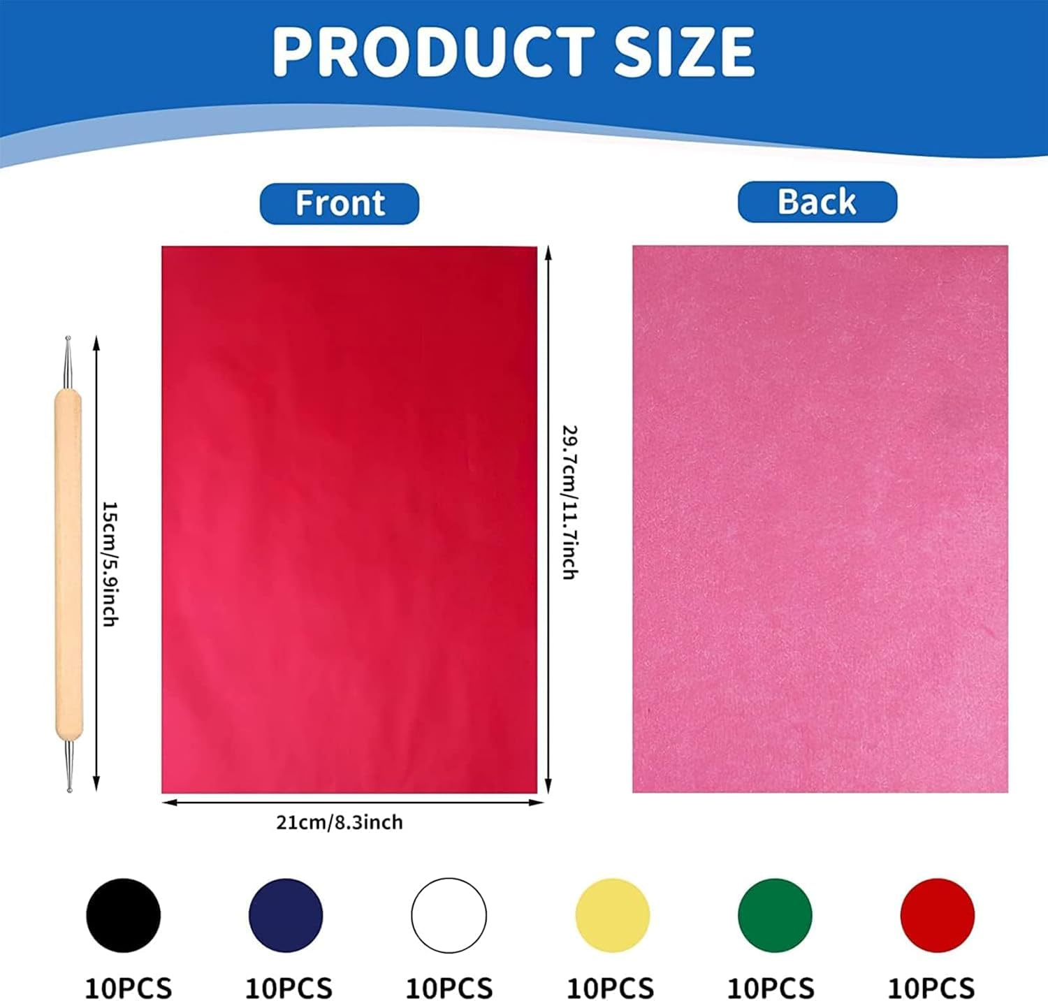 Carbon Paper, 60 Sheets Carbon Copy Paper Set with Embossing Stylus, Carbon Transfer Paper for DIY Canvas Drawing Sketching Canvas Wood Art Surfaces Office School, 8.3 * 11.7Inches image number 4