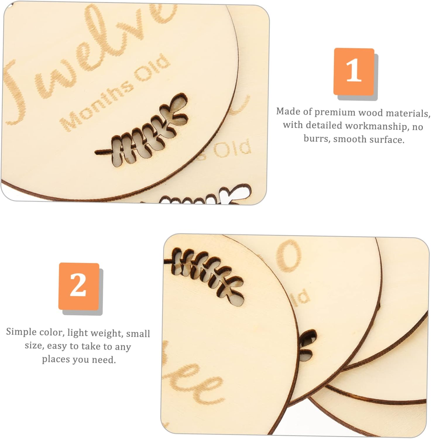 Baby Milestone Cards Set Wooden Monthly Newborn Photo Prop Birth Announcement Sign 1 Set image number 1