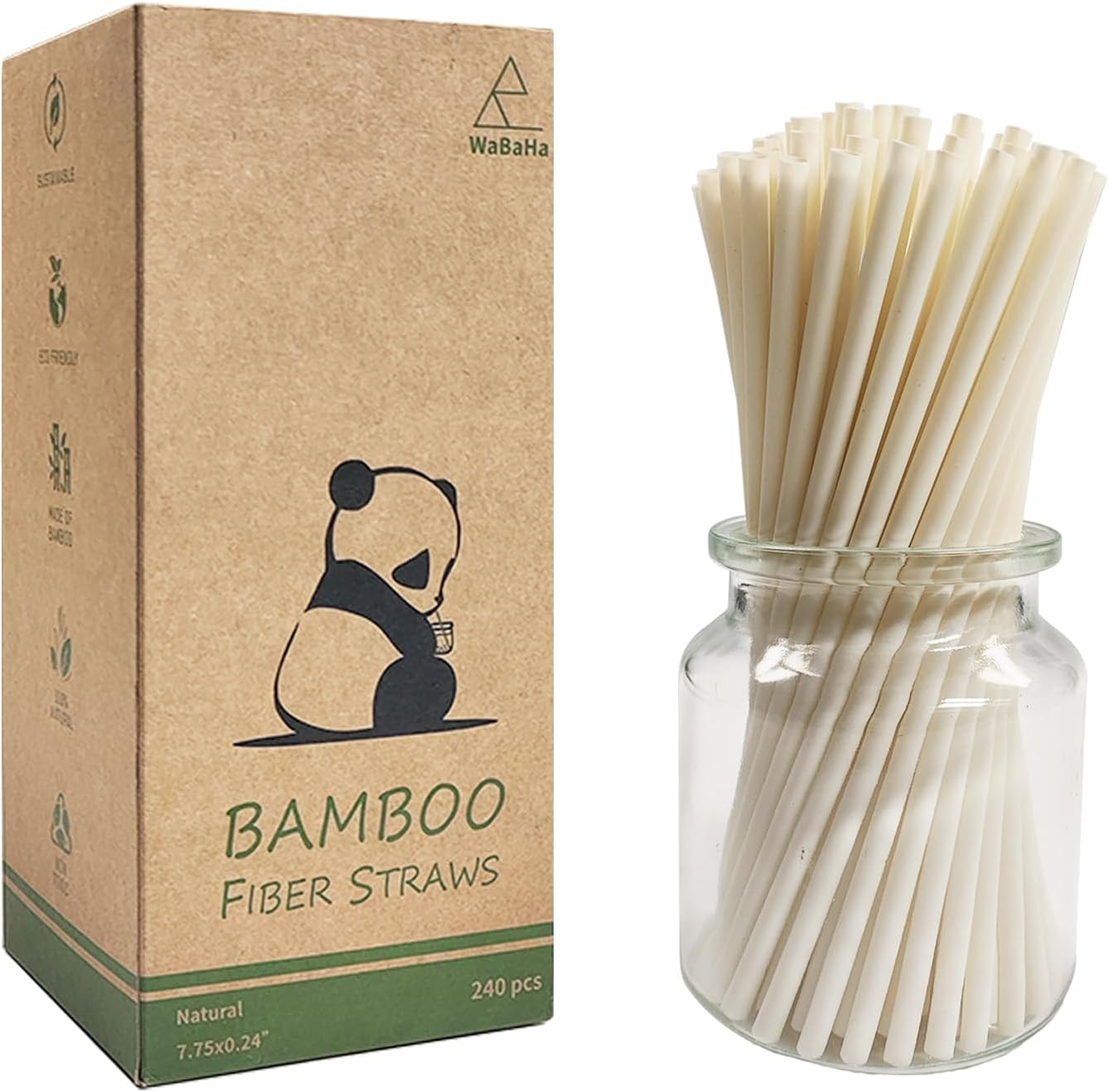 Disposable Bamboo Fiber Drinking Straws, 240 Counts of 7.8 Inches Biodegradable Bamboo Straw for Hot & Cold Drinks,100% Recyclable & Eco Friendly image number 3