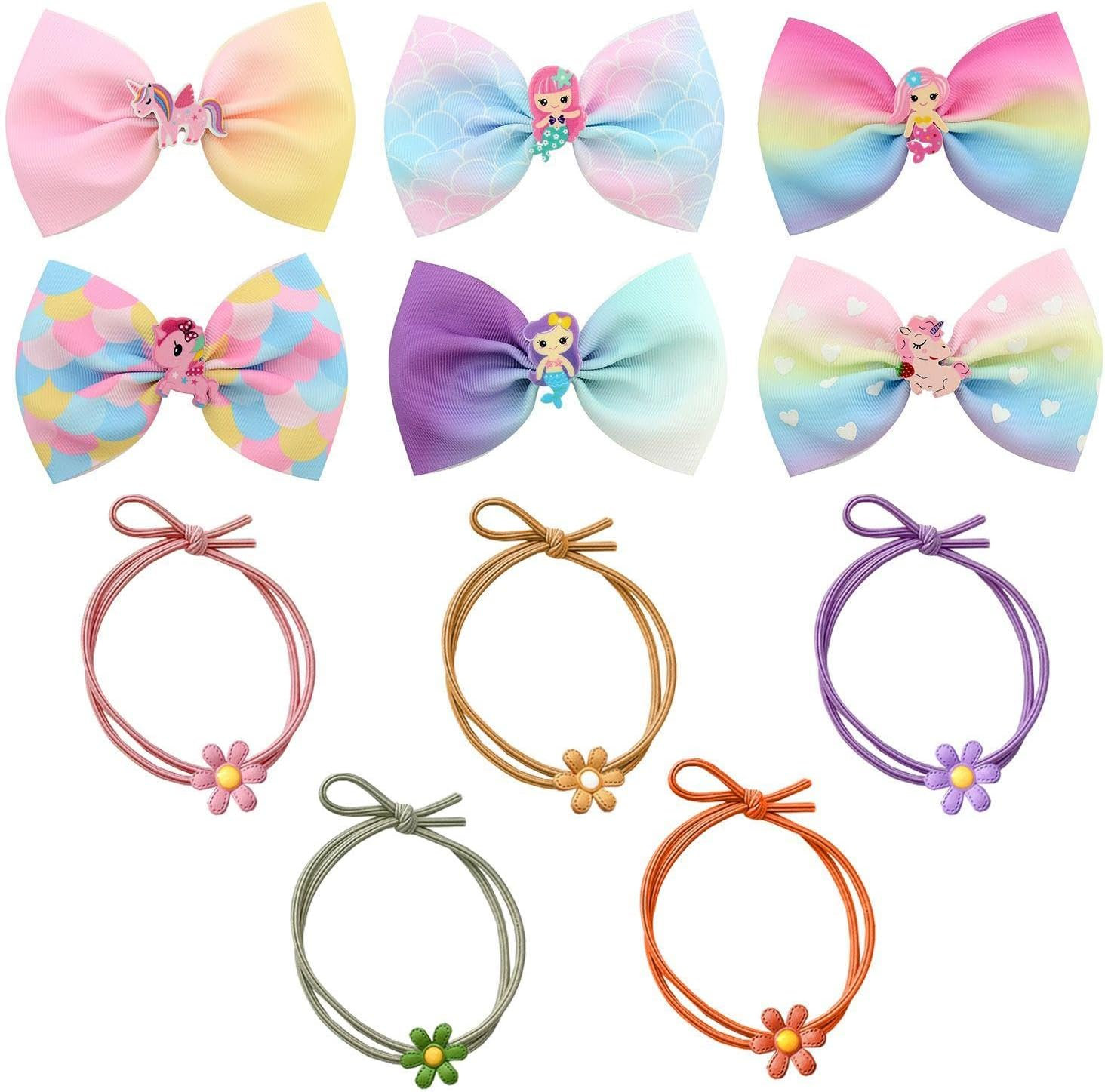 Pack of 6 Bughair Clips and 5 Pieces Daisy Hair Rings, Cute Hair Accessories, Girls Hairstyle Accessories, Hairstyle Decorations. image number 1