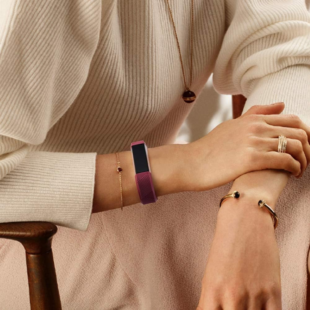 3 Pack Bands Compatible with Fitbit Alta/Alta HR Band, Soft Sport Silicone Adjustable Replacement Wristbands for Women Men image number 4