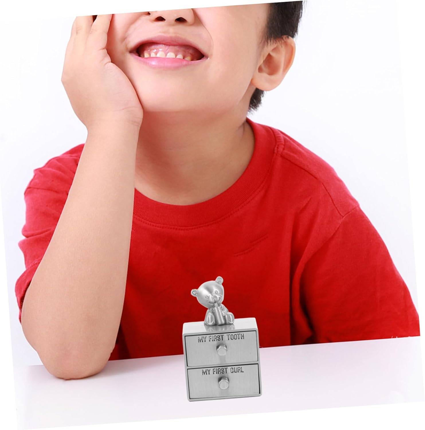 Alipis Metal Teeth Storage Box First Tooth Keepsake Box for Boys and Girls Curl Holder image number 3