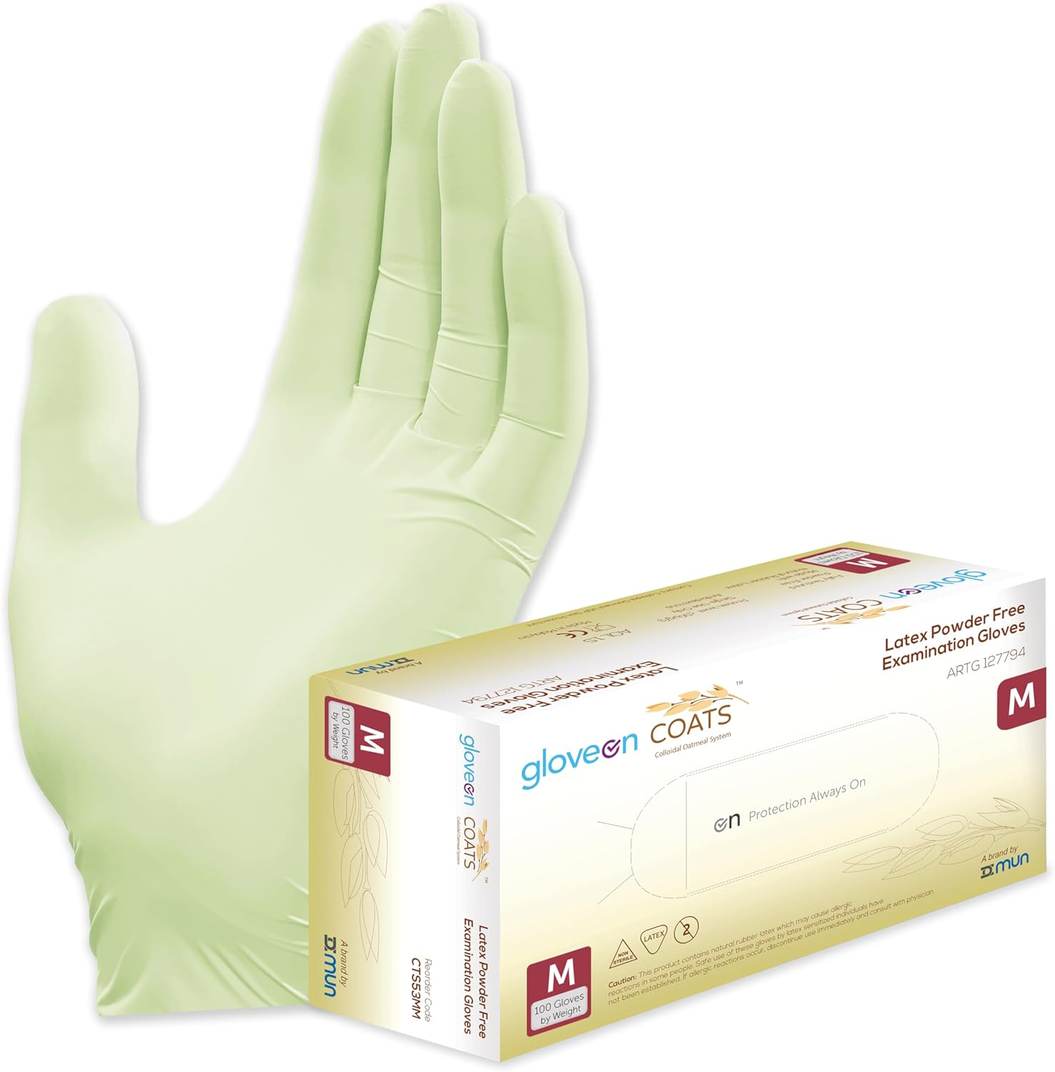 Gloveon COATS Latex Gloves, Powder-Free, Colloidal Oatmeal, Medical Grade, Food Safe, Disposable (100 Count) image number 5