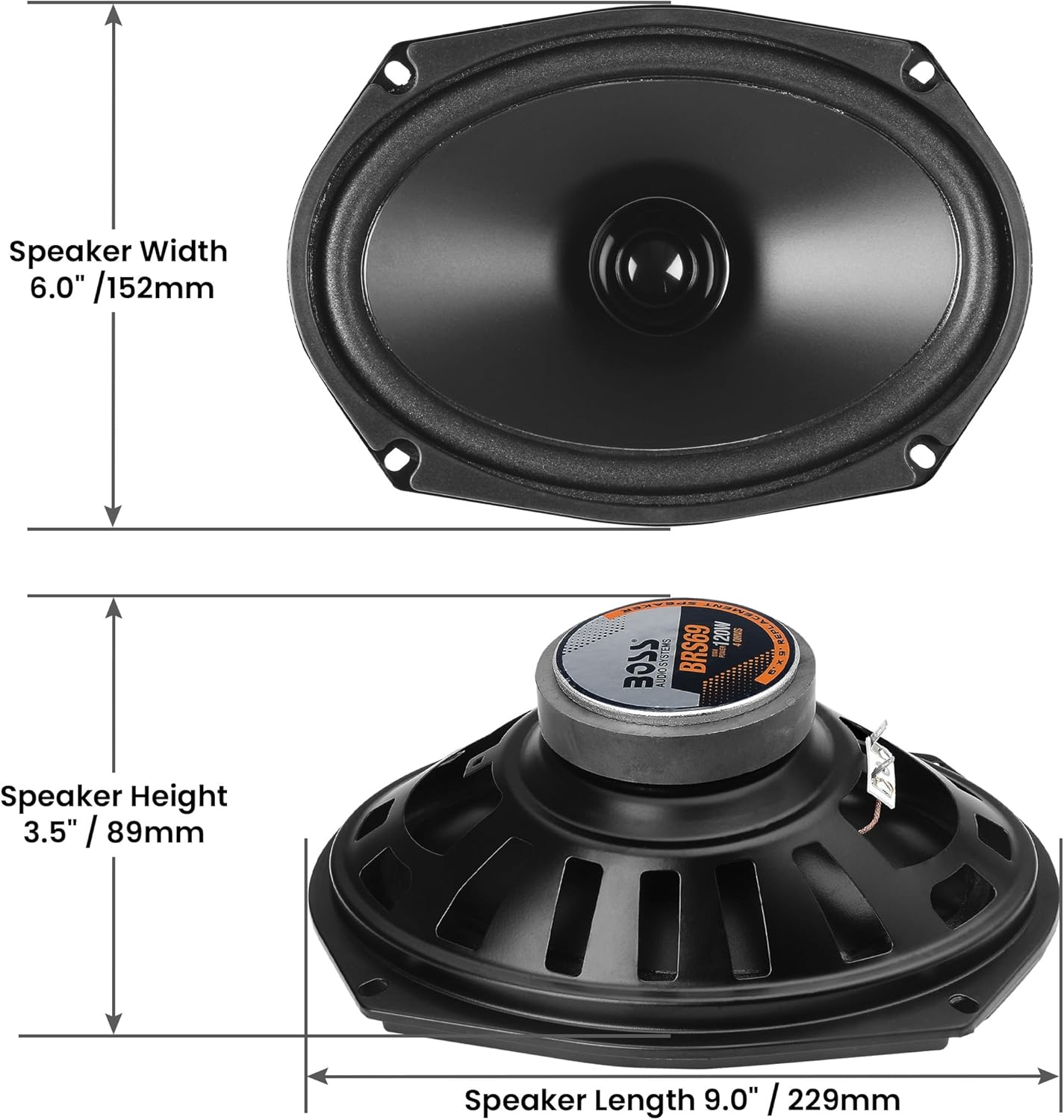 BOSS Audio Systems BRS69 120 Watt, 6 X 9 Inch, Full Range, Car Speaker - Sold Individually image number 3