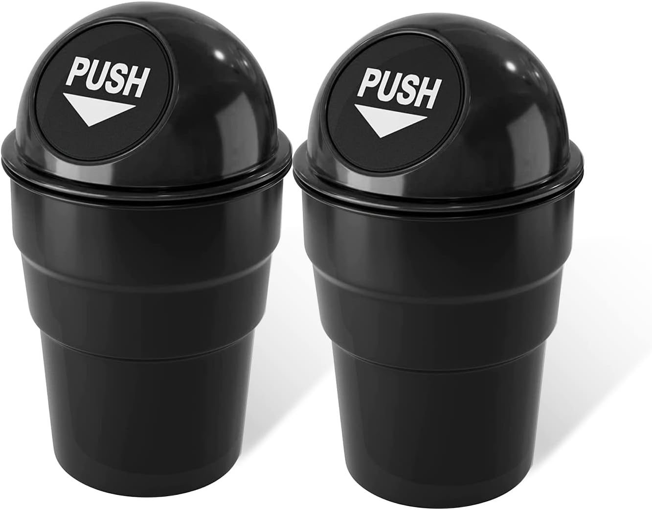 2PACK Mini Car Trash Can Cute Cup Holder Automotive Garbage Cans Cupholder Trashcan Portable Vehicle Bin Dustbin with Lid Leakproof Cool for Office Desktop Home Kitchen (Gray)