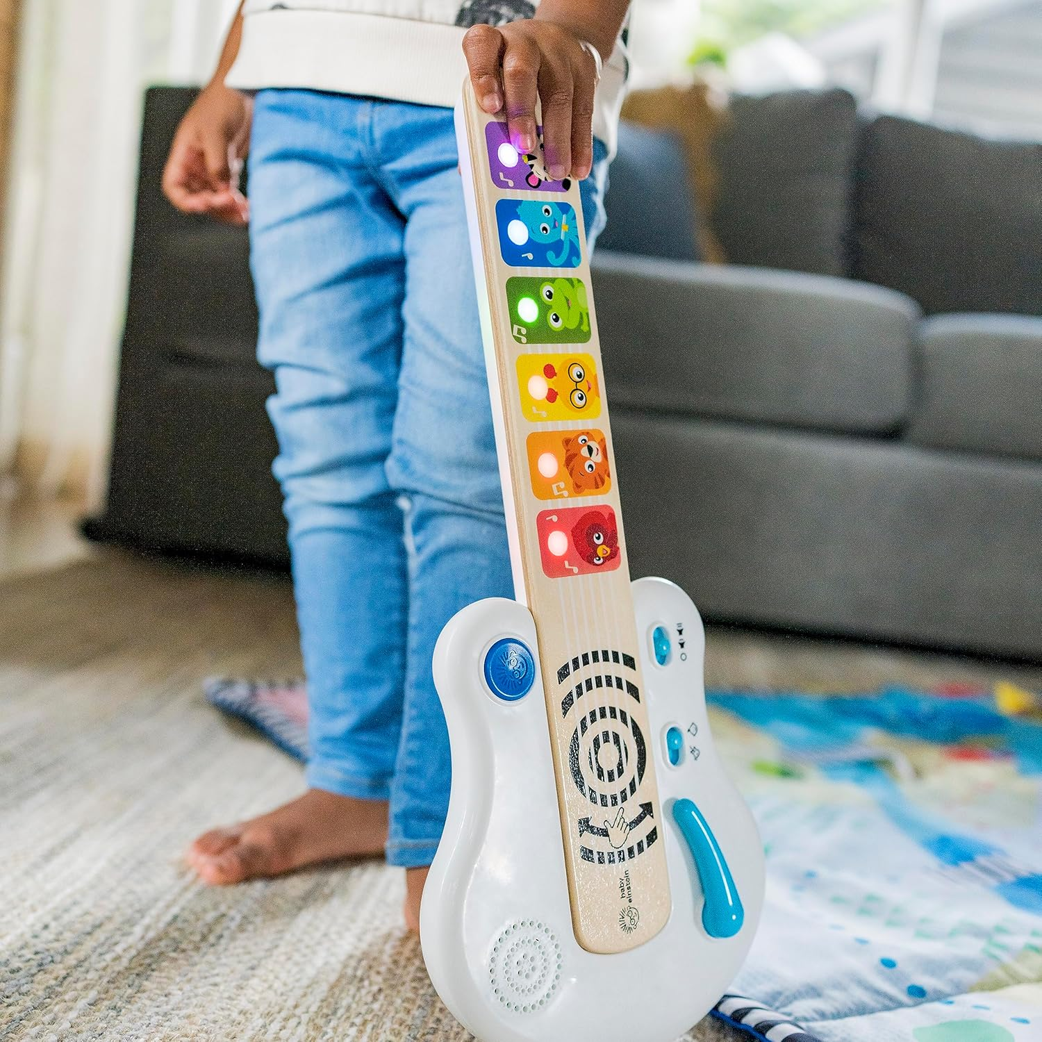 Baby Einstein Strum along Songs Magic Touch Wooden Musical Light up Toy Guitar with Whammy Bar, Age 6 Months+