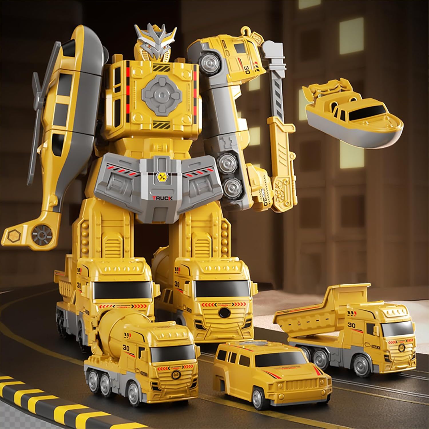 PELOSTA Toddler Magnetic Construction Vehicles Set, 5 PCS Transforming Robot with Storage Box,5 in 1 DIY Assembly Magnetic Engineer Toys,Stem Gifts Building Blocks for Boys Girls Age 3-8(36PCS) image number 3