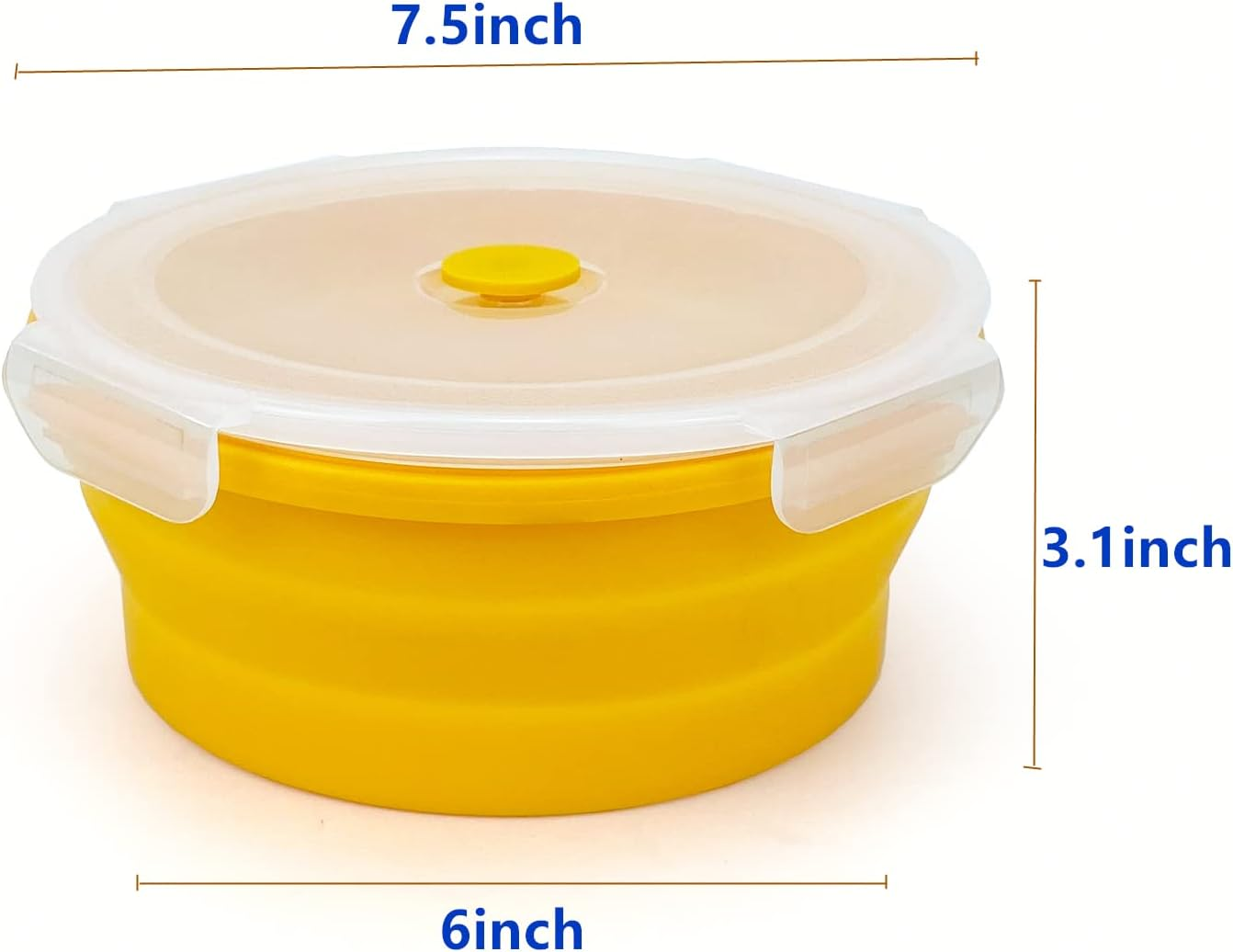 Lunbengo 1200Ml Large Collapsible Bowl with Lid, Camping Bowl with Foldable Spoon, Silicone Bento Box for Meal Prep & Food Storage, Microwave Safe, Orange image number 5