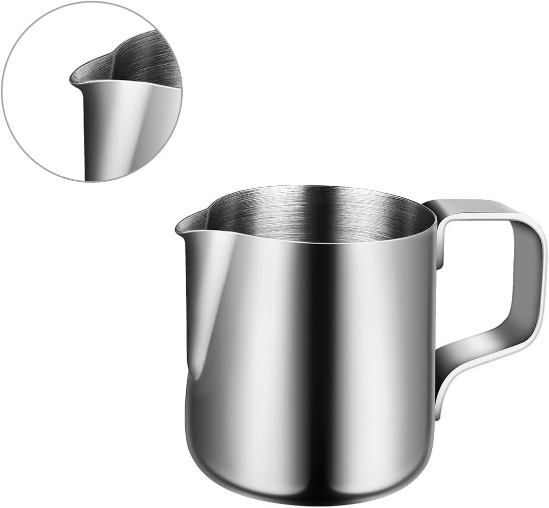 ADOCARN Stainless Steel Milk Frothing Pitcher 100Ml Silver Latte Art Cup Coffee Frother Jug for Home Kitchen Cappuccino Brewing image number 5
