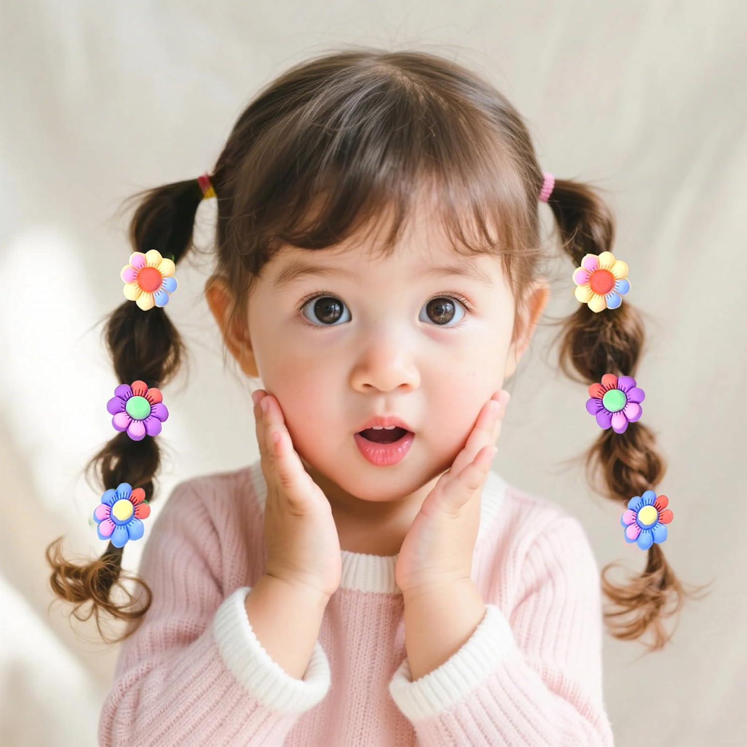 40Pcs Baby Girl Hair Ties with Lovely Bag Soft Candy Rubber Bands Cartoon Elastic Flower Hair Ties Pigtails Hair Accessories for Girls Infants Toddlers image number 3