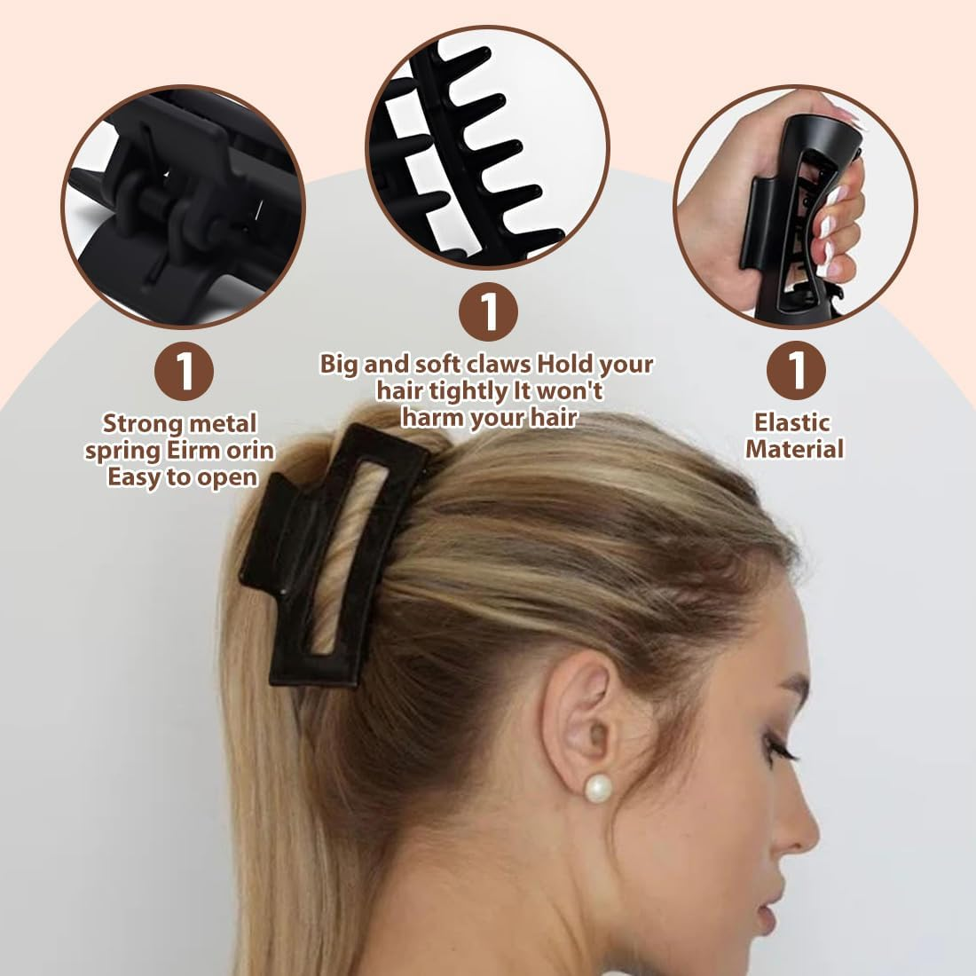 ROKZELT Pack of 6 Soft Hair Clips Women Cloud Clip Flexible Silicone Hair Clips Non-Slip Large Bendable Clip Soft Hair Clips for Thin and Thick Hair image number 3