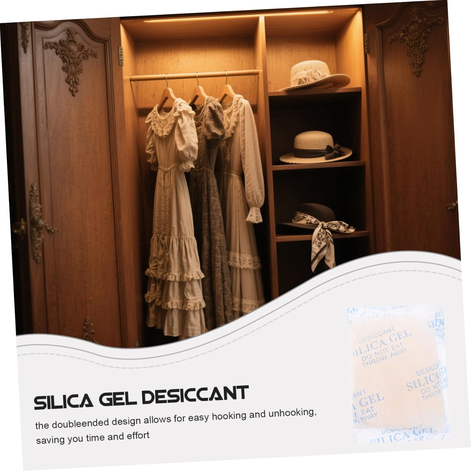 50Pcs Food Grade Silica Gel Desiccant Packs with Color Indicator for Moisture Absorption Leakproof Drying Bags for Electronics Food Shoes Jewelry Clothes and Book Storage image number 6