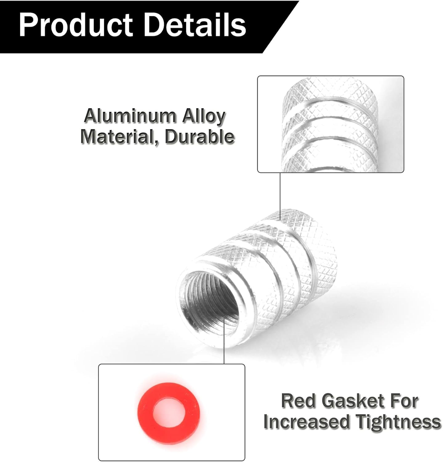 12PCS Tire Valve Stem Caps, Car Exterior Accessories, Aluminum Alloy Valve Cover Universal for Cars, Trucks, Motorcycles and Bicycles (Silver) image number 2