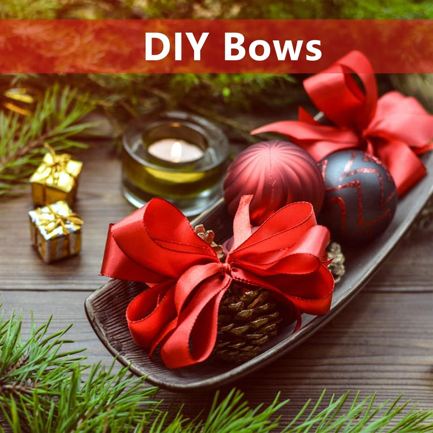 Red Ribbons for Crafting Christmas Ribbon for Hair Satin Ribbon Silk Ribbon for Gift Wrapping Hair Ribbons for Women 3/8 Inch X 25 Yards image number 2