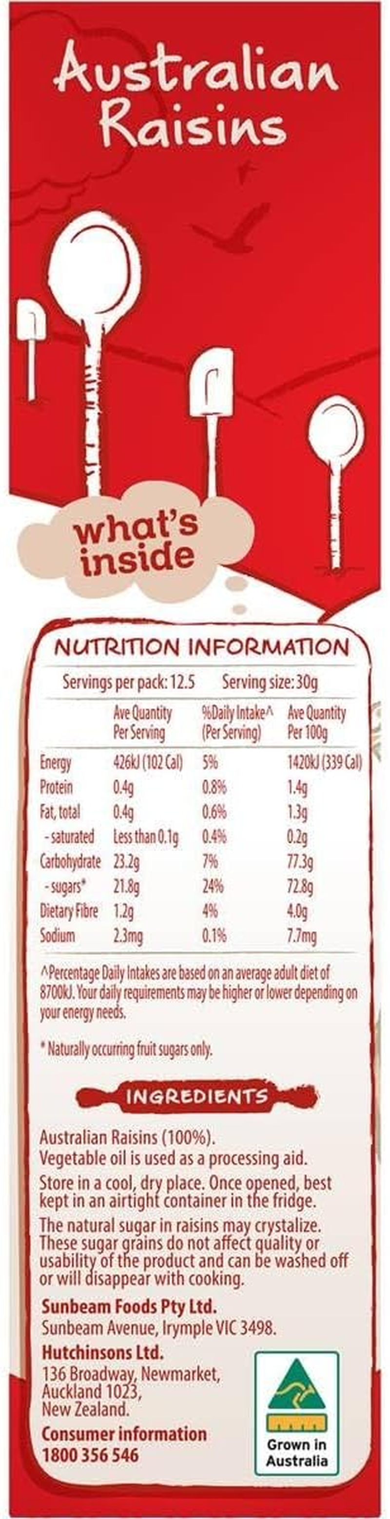 Sunbeam Australian Lexia Raisins 375 G image number 2