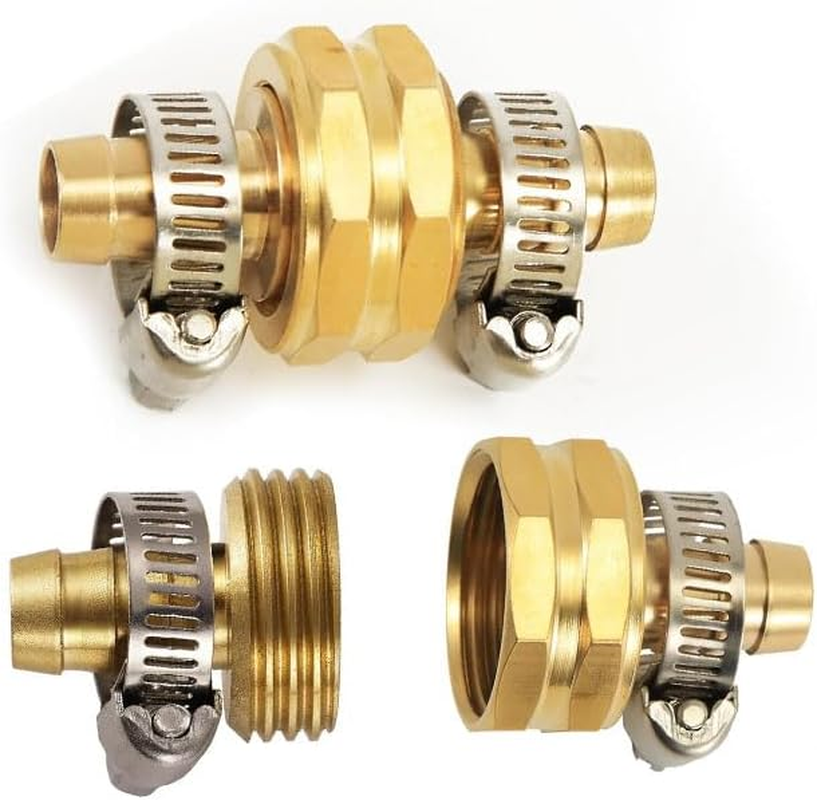 2 Sets Brass Garden Hose Repair Kit,Solid Brass Female and Male Hose Connector ，Fit for 3/4" or 5/8" Garden Hose Fitting image number 3