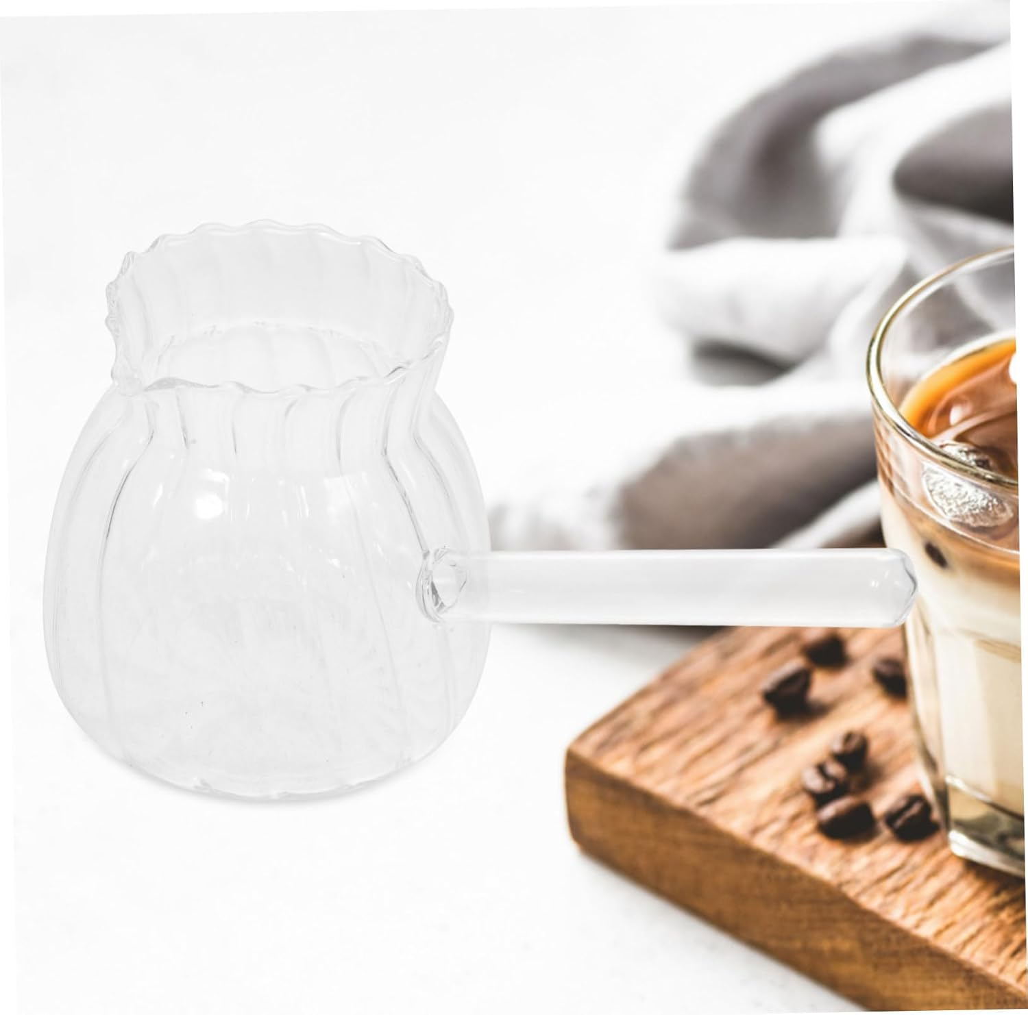 IMIKEYA Milk Cup Turkish Coffee Maker Tea Milk Espresso Creamer Housewarming Butter Melting Pot Beverage Serveware Coffee Pitcher Mug Milk Frother Cup Pull Flower Cup Vintage Glass image number 1