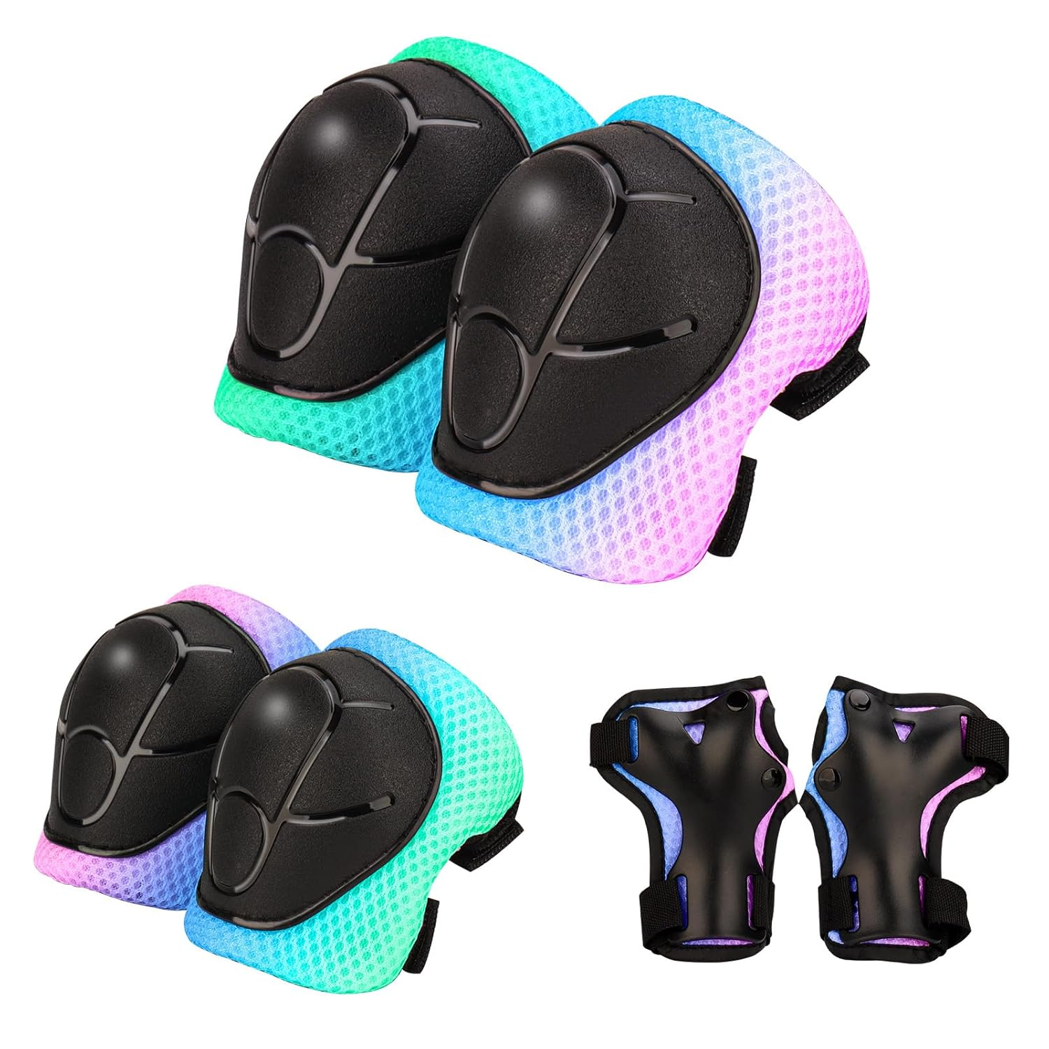 Kids Protective Gear Set Knee Pads for Kids 3-14 Years Toddler Knee and Elbow Pads with Wrist Guards 3 in 1 for Skating Cycling Bike Roller Skates Scooter (Black, &lrm;S(3-8Years))