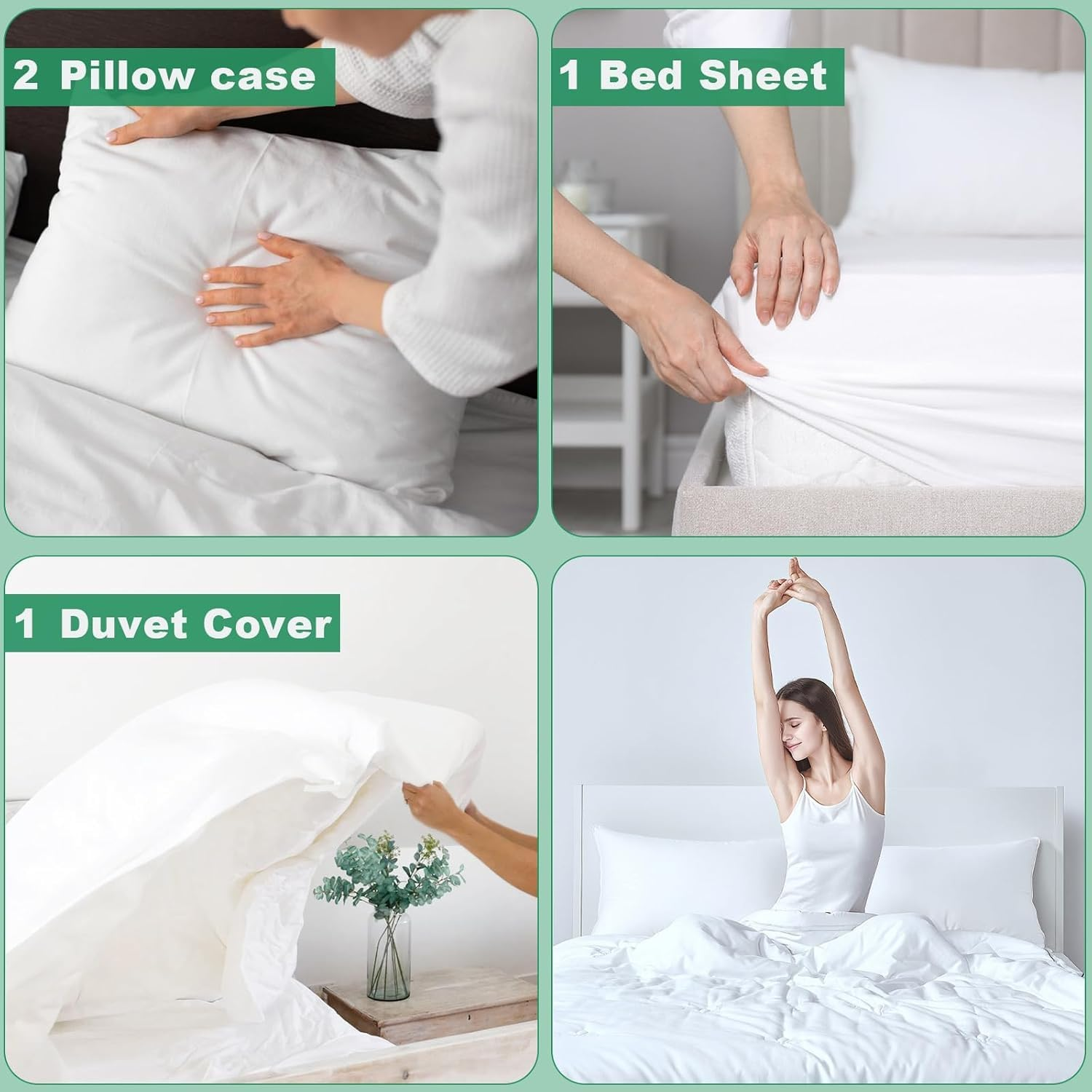WOYAODONG Disposable Bed Sheets,Portable Ready to Use Bedding Set，Quilt Cover and Pillow Case Set for Hotel and Travel (Travel 4-Piece ﻿ image number 2