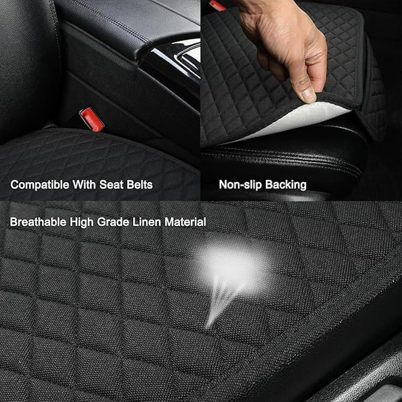 Car Front Seat Cover Cushion Pad with Storage Pocket,1Pc Car Seat Front Pad Auto Front Seat Protector Pad with Storage Pocket,Front Bottom Seat Protector Pad Car Seat Cover with Storage Pocket,Black image number 3