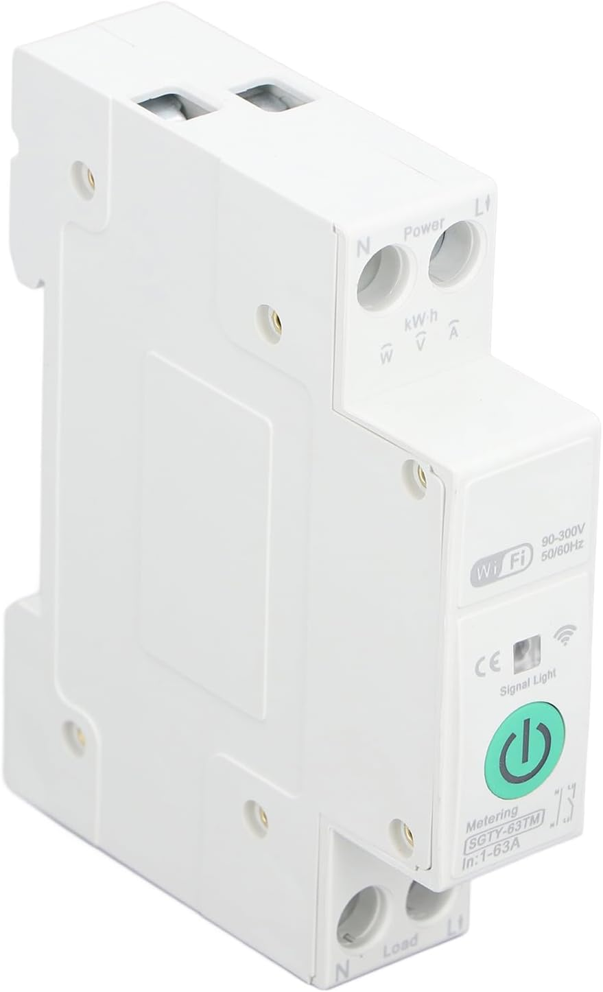 Dpofirs Wifi Metering Circuit Breaker, IP20 Intelligent AC90-300V, 63A, MOSFET, Lever Actuator, Automatic