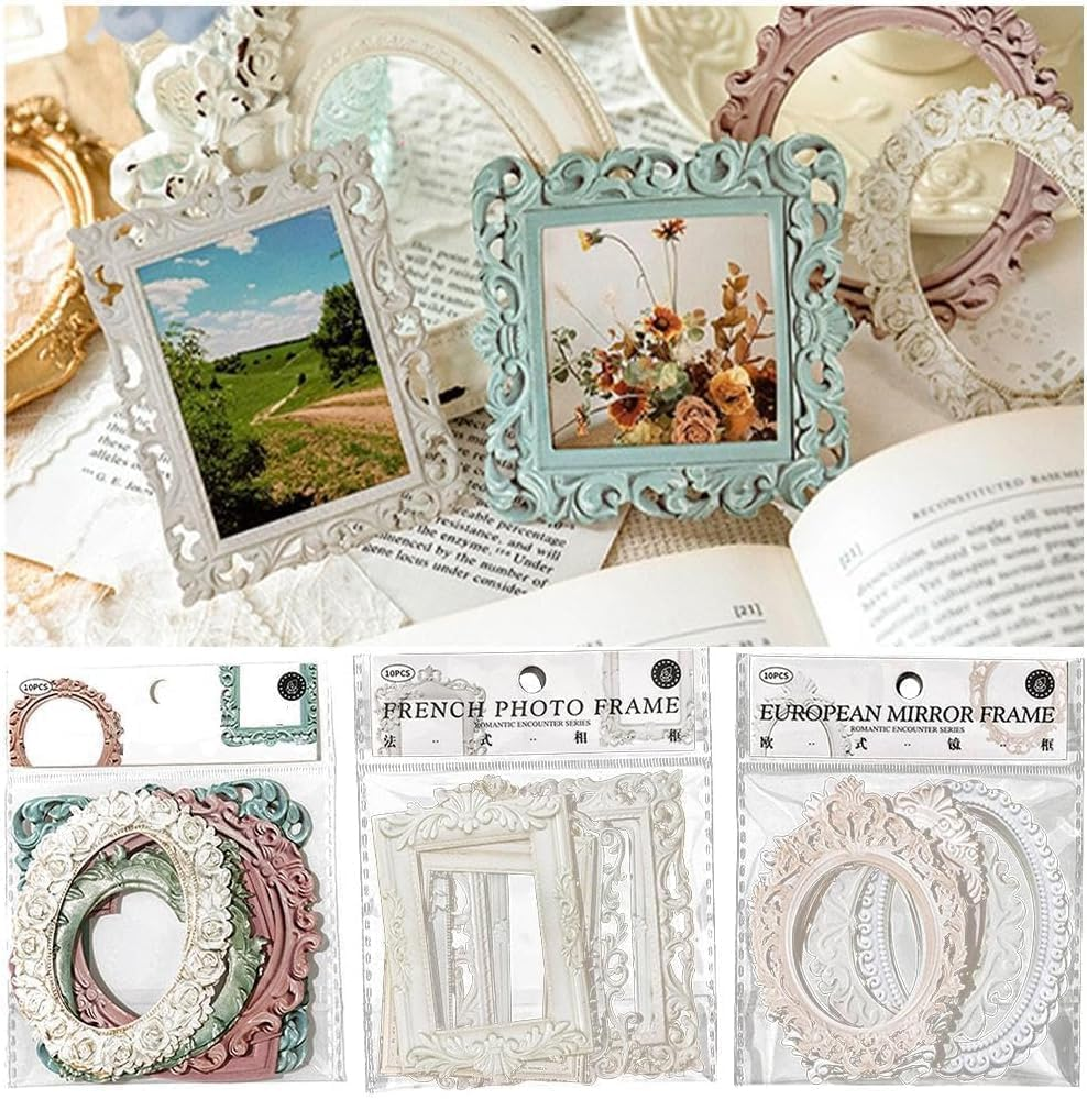 Scrapbook Frames Vintage Paper Frames Small Thin Decorative Paper Lace Cutouts Scrapbook Window for Scrapbooking Junk Diary Crafts Decorative Pack of 10