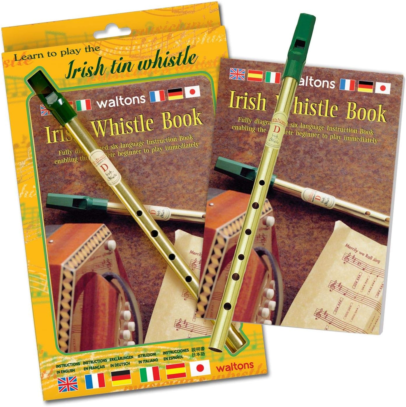 Waltons 1504 Tin Whistle, Brass, D-Tube, Instruction Manual Included in 6 Languages (Japanese Language Available) image number 1