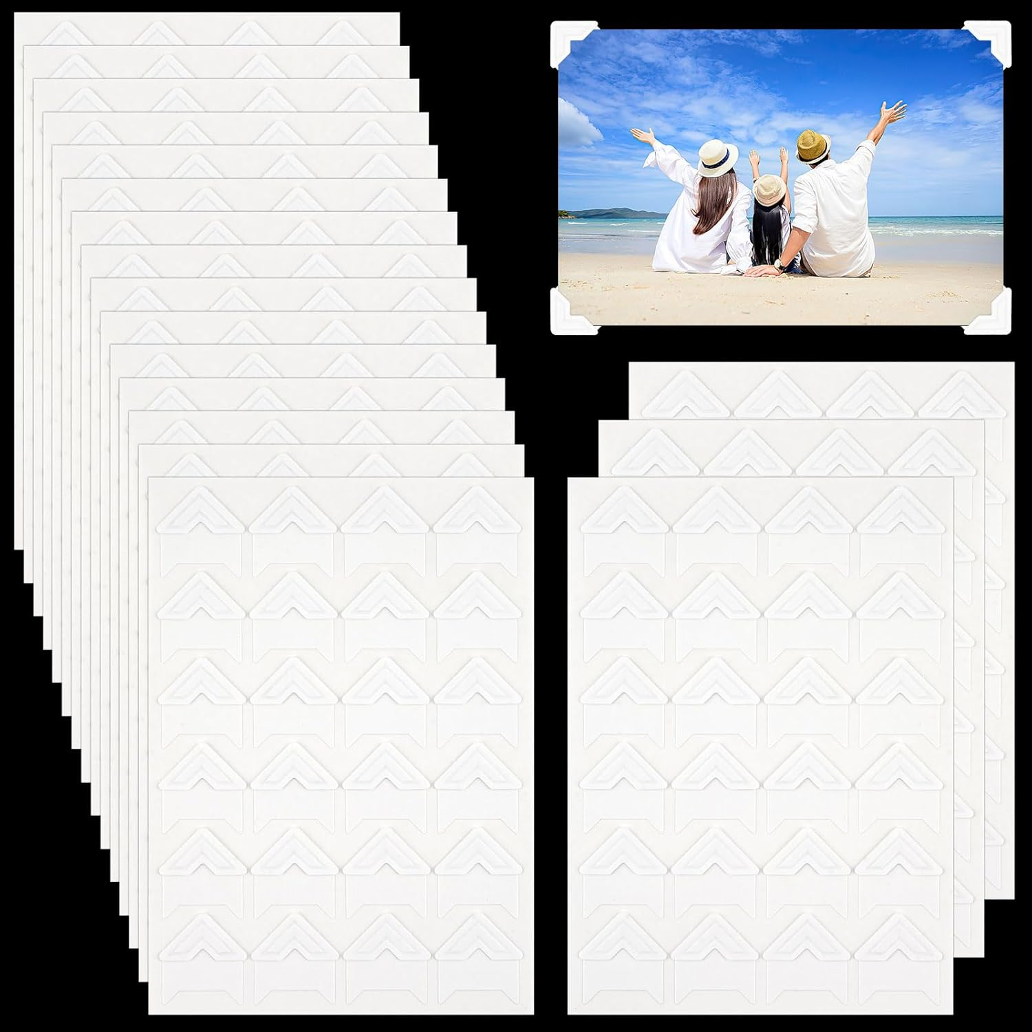 432 Pcs Photo Corners, Self Adhesive Picture Corners, Acid Free Corner Stickers for Scrapbooking, Photo Mounting Corners for DIY Scrapbook, Photo Album, Memory Books(Black)