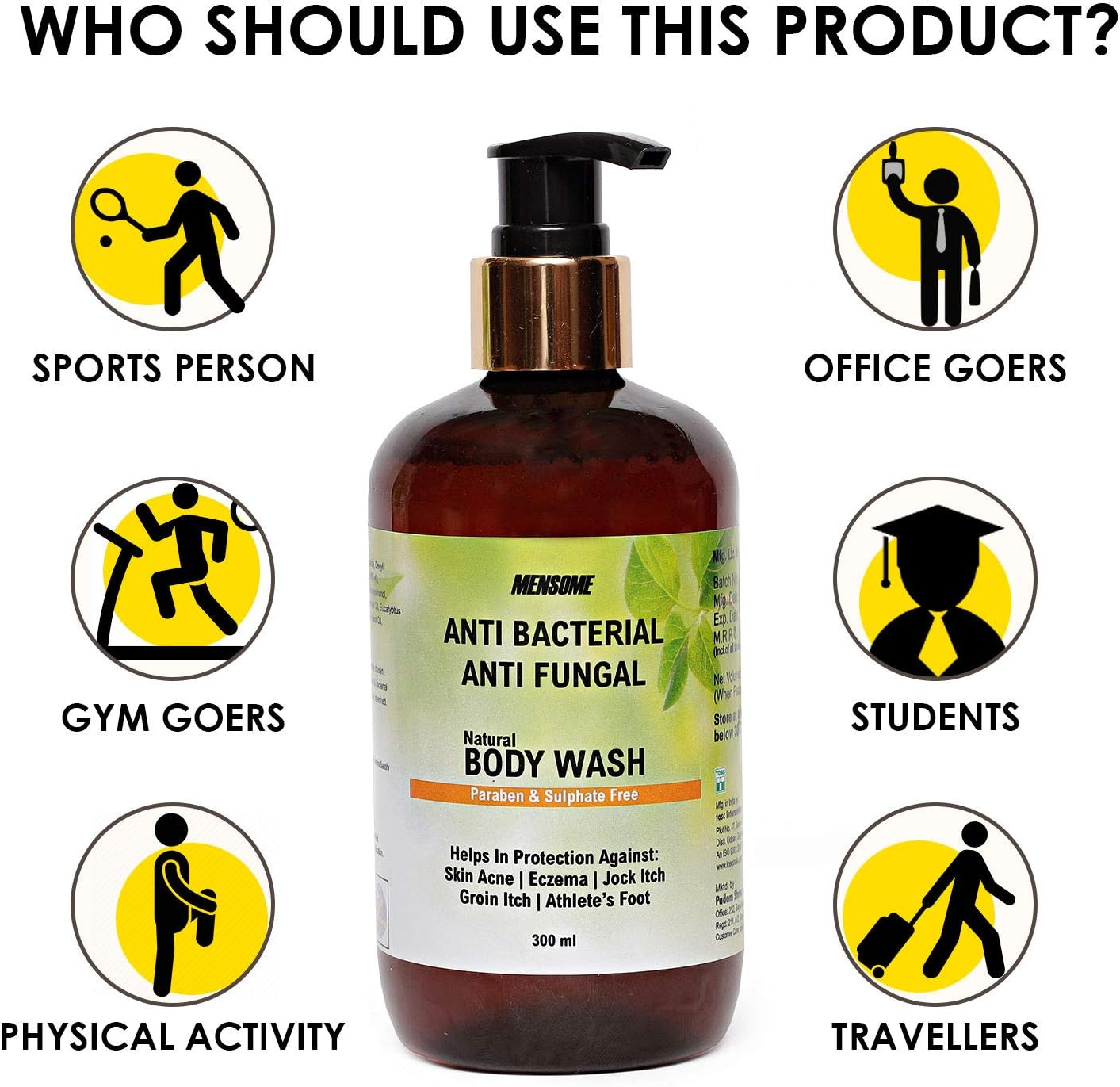 MENSOME anti Bacterial and anti Fungal Body Wash with Apple Cider Vinegar, Oregano Oil, Turmeric Oil and Other Therapeutic Oils and Herbs in 300 Ml image number 2