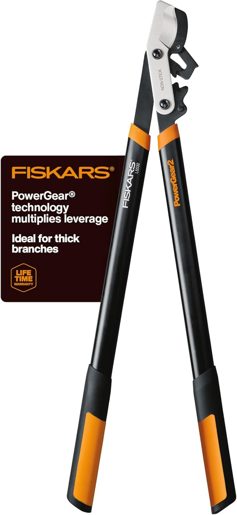 Fiskars 32" Powergear2 Steel Blade Garden Bypass Lopper and Tree Trimmer - Sharp Precision-Ground Steel Blade for Branches up to 2" Diameter image number 2