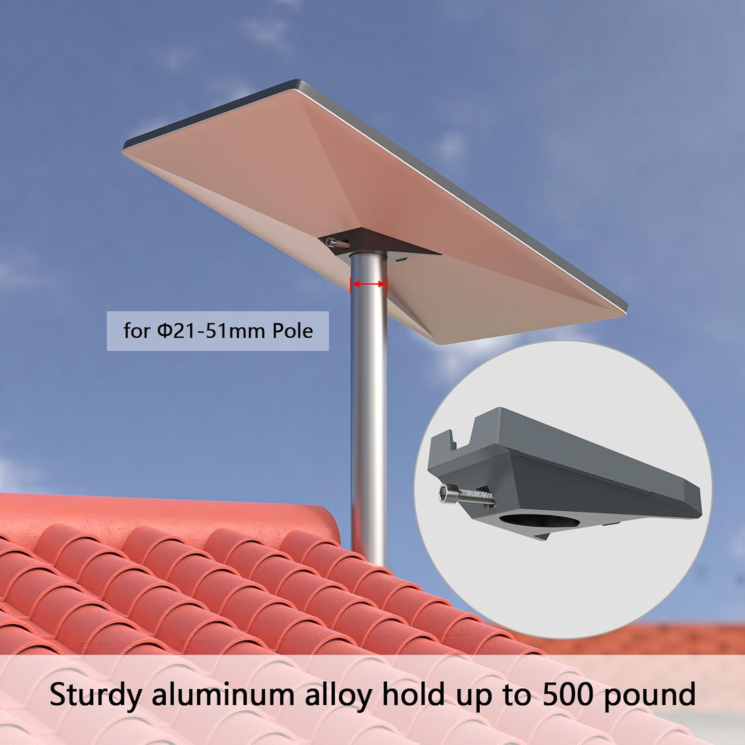 Pipe Adapter Mount for Starlink Roof Gen3 (Pole Sizes 0.83"-2") image number 4