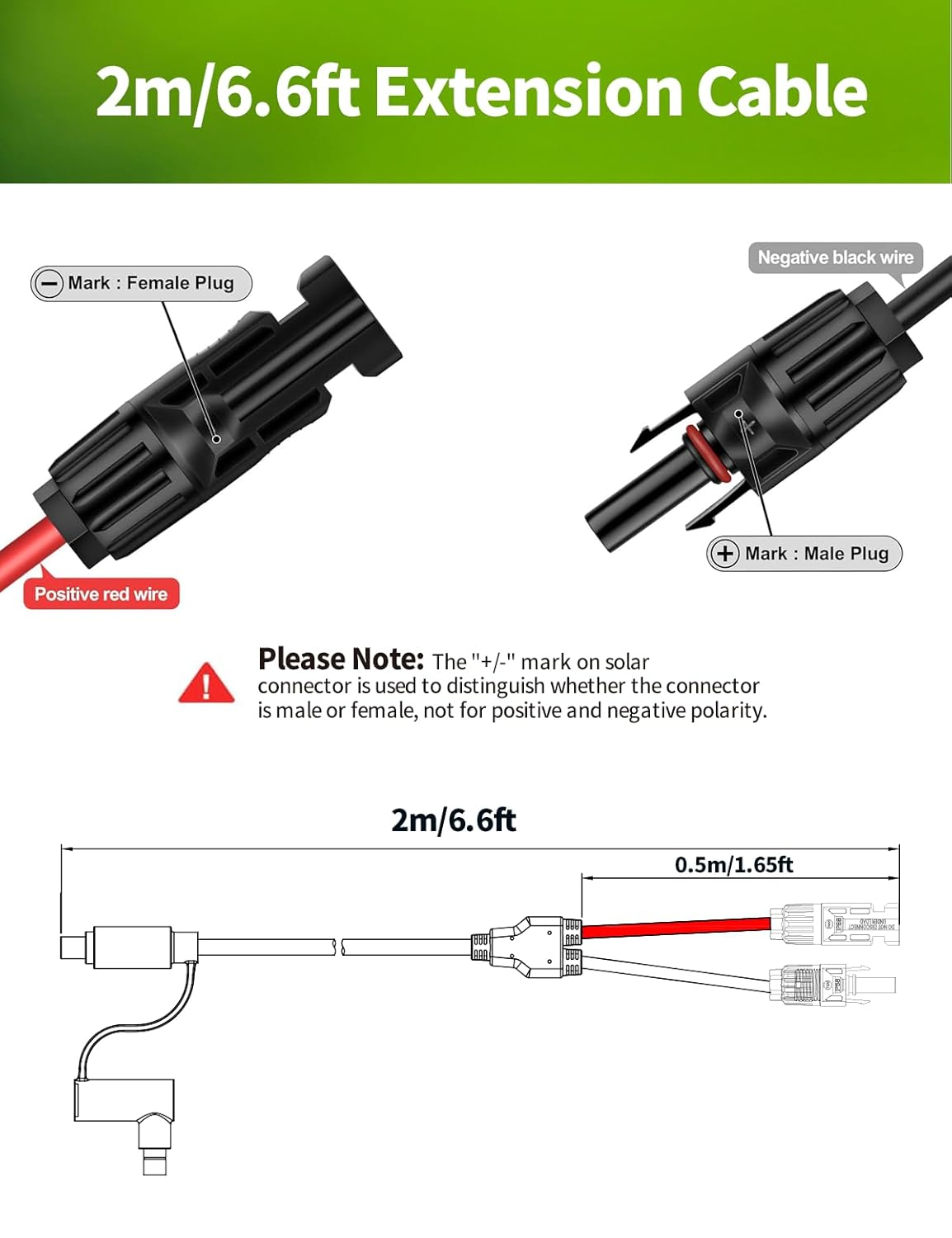 2M Solar Connector to DC 8Mm Adapter Cable, 12AWG+14AWG Solar Cable with DC8020/7909 Compatible with Jackery Explorer 160 240 500 1000, GZ Yeti Portable Power Station, Solar Generator, Solar Panel image number 1