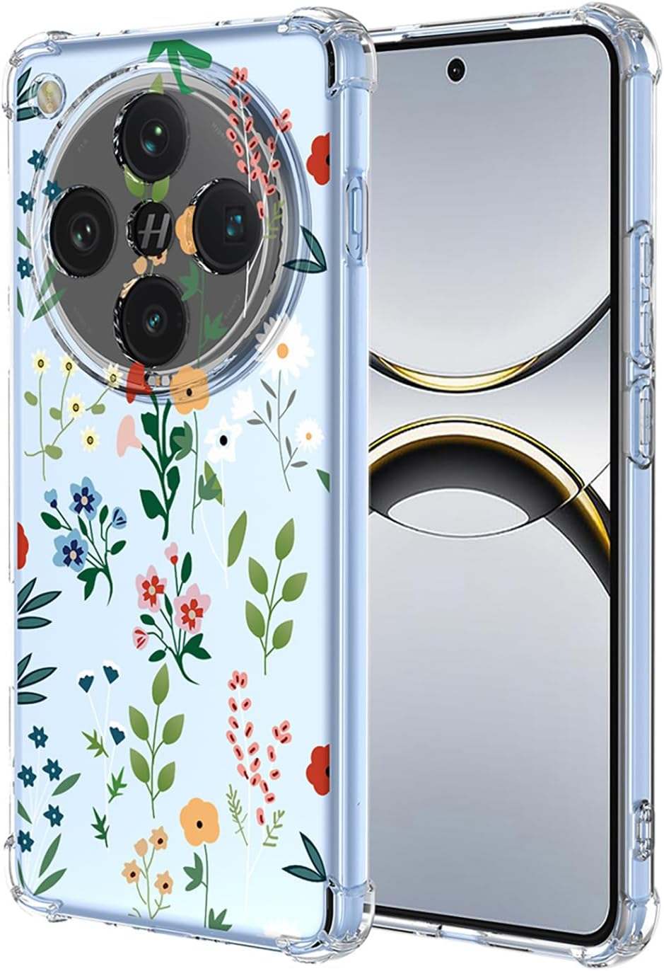 ILING Case for Oppo Find X8 Pro 5G, Ultra Thin Elegant Flowers and Cute Cartoon Pattern Women'S Mobile Phone Case, Soft Silicone Transparent TPU Shockproof Protective Case (Pink Flowers)